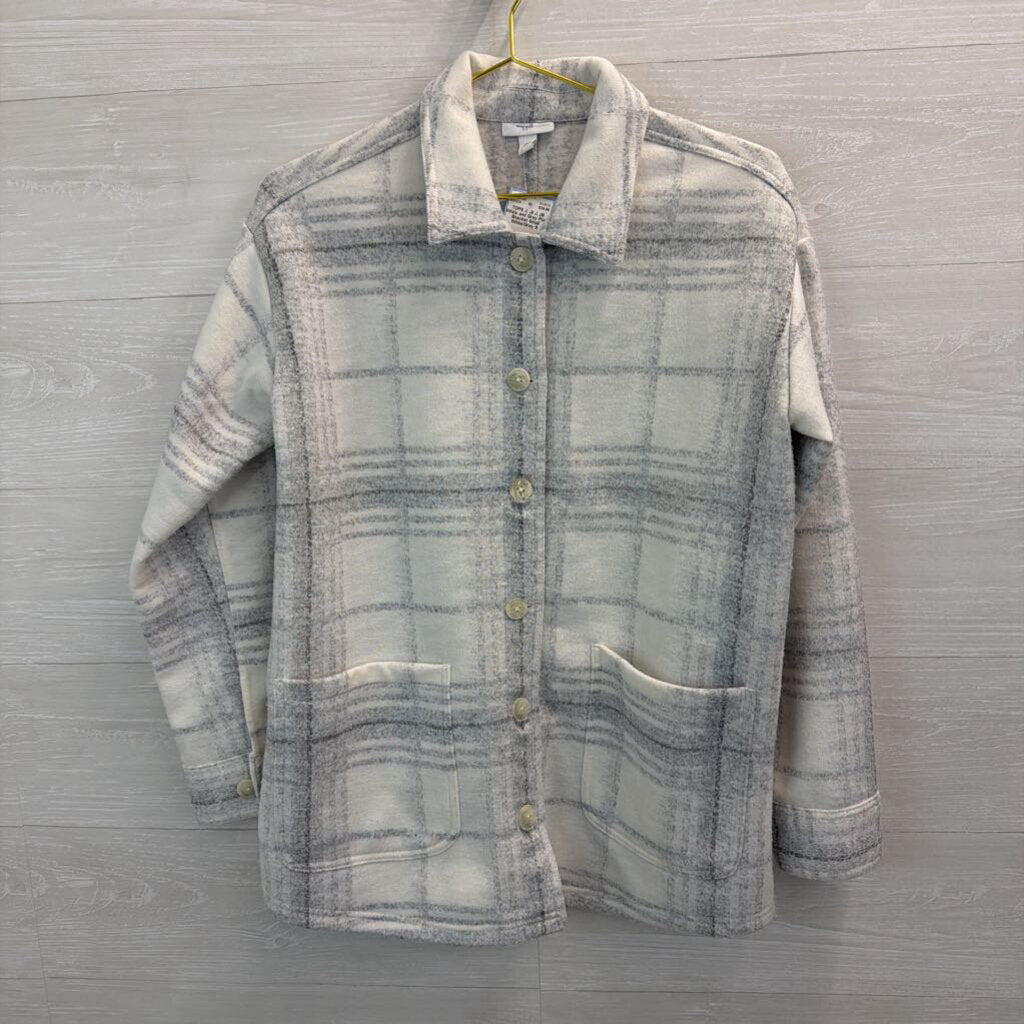 J. Jill White and Grey Plaid Shacket Small
