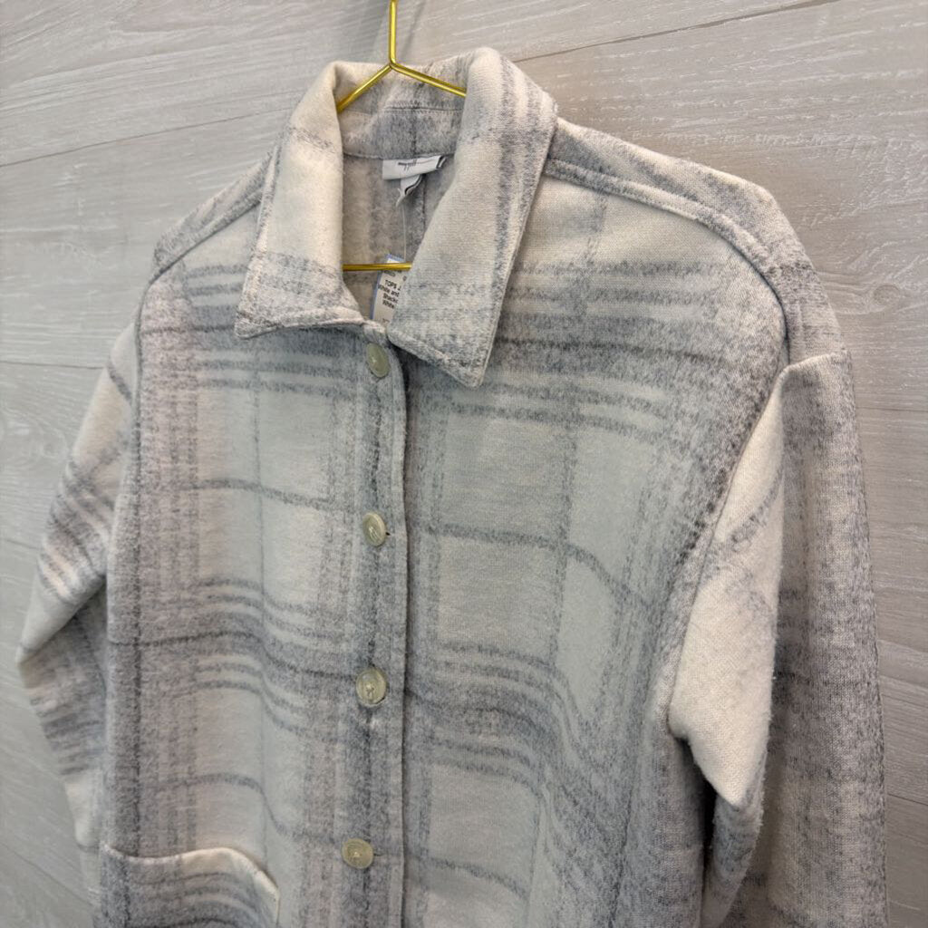 J. Jill White and Grey Plaid Shacket Small