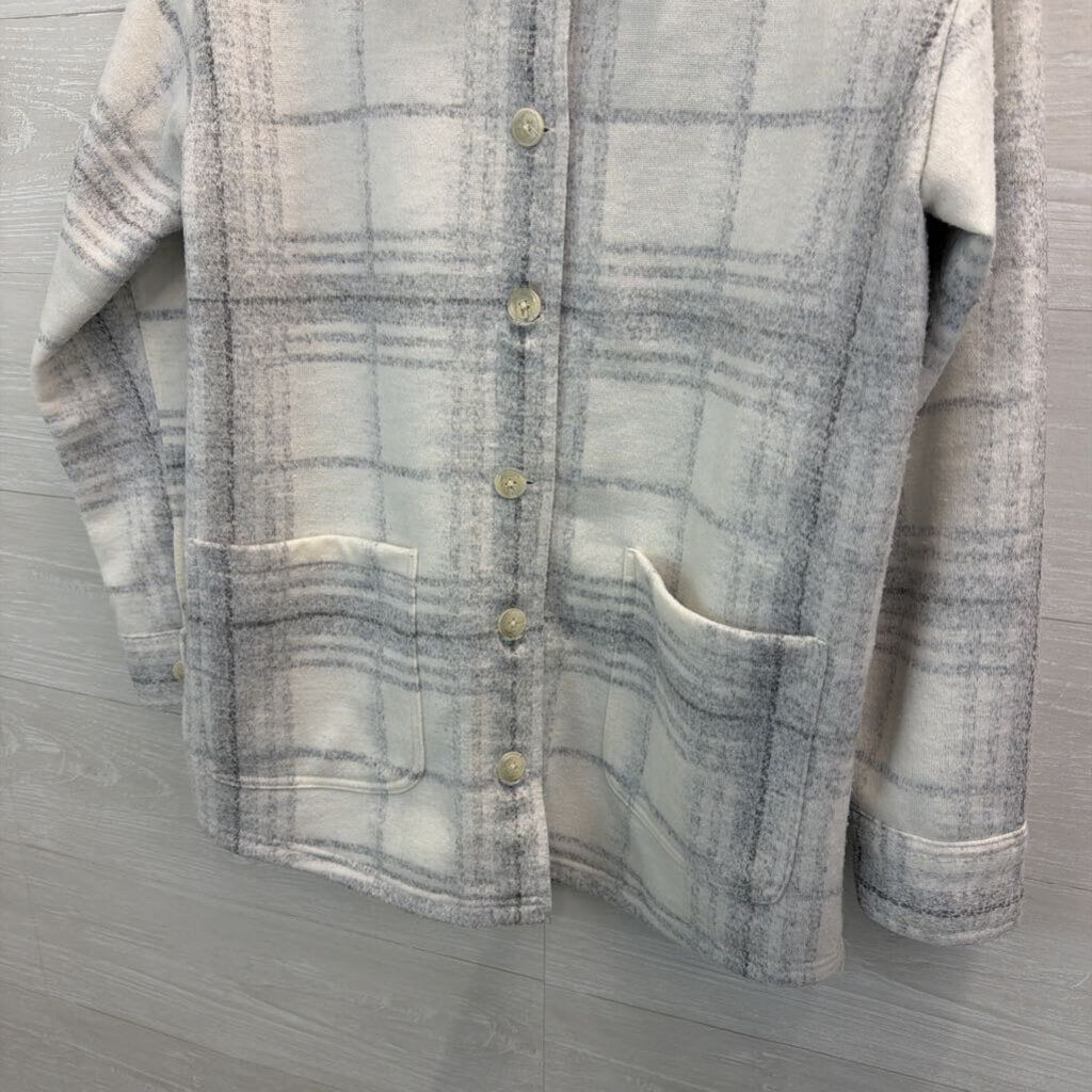 J. Jill White and Grey Plaid Shacket Small