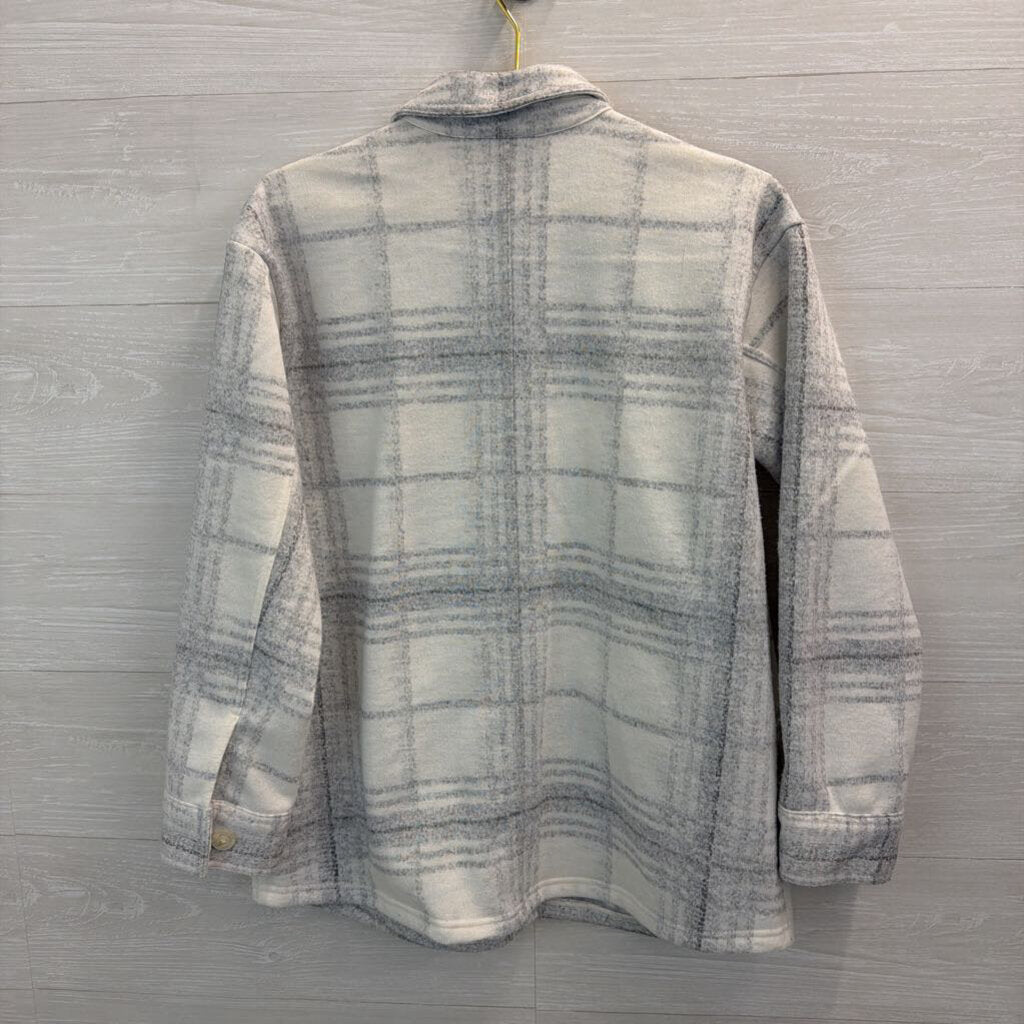J. Jill White and Grey Plaid Shacket Small