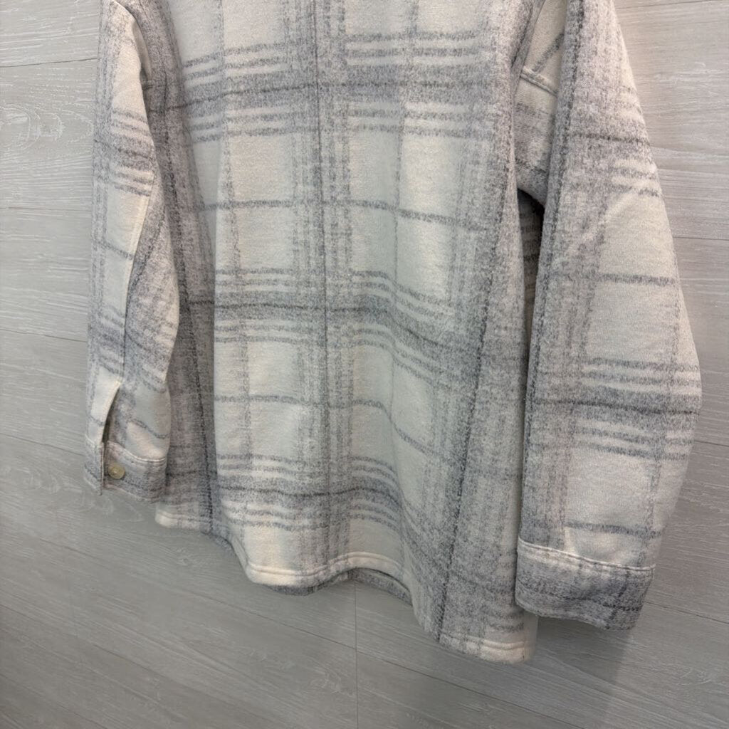 J. Jill White and Grey Plaid Shacket Small