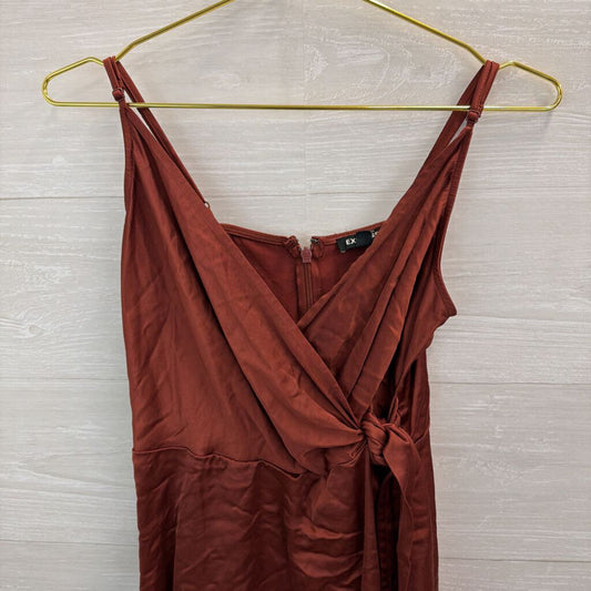 Express Burnt Orange Silky Faux Wrap Dress Medium