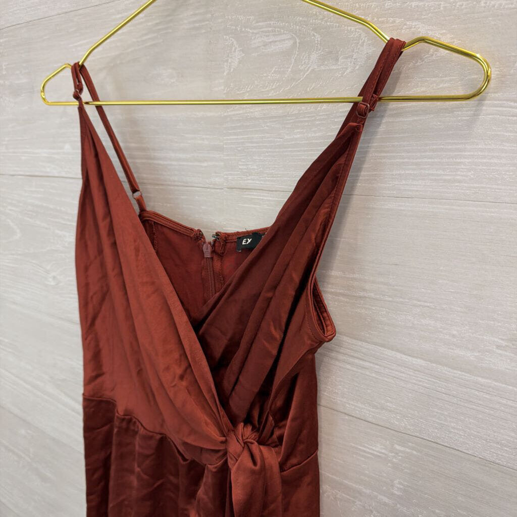 Express Burnt Orange Silky Faux Wrap Dress Medium