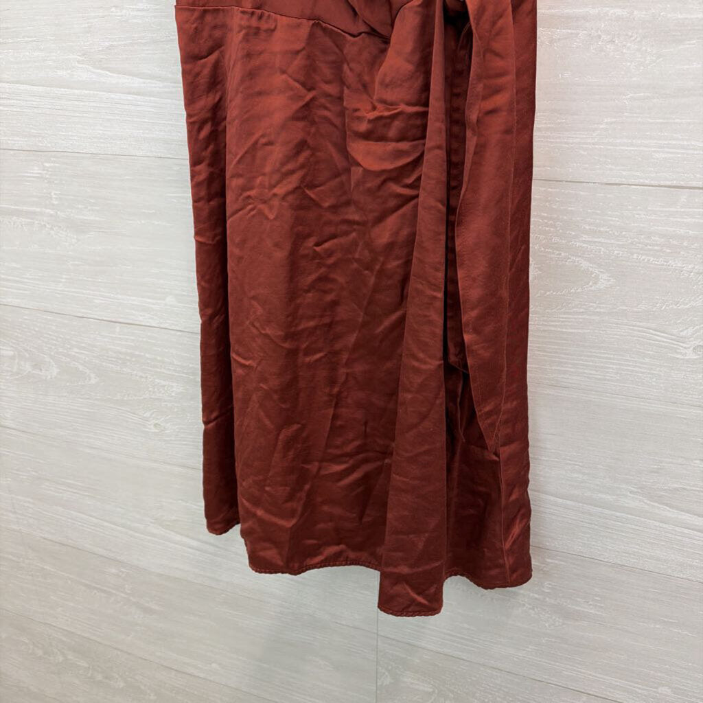 Express Burnt Orange Silky Faux Wrap Dress Medium