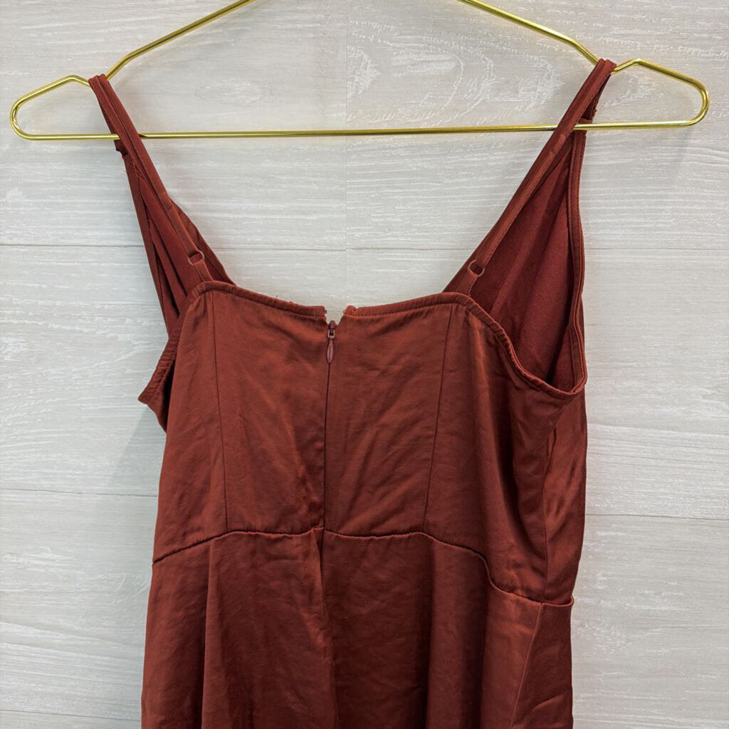 Express Burnt Orange Silky Faux Wrap Dress Medium