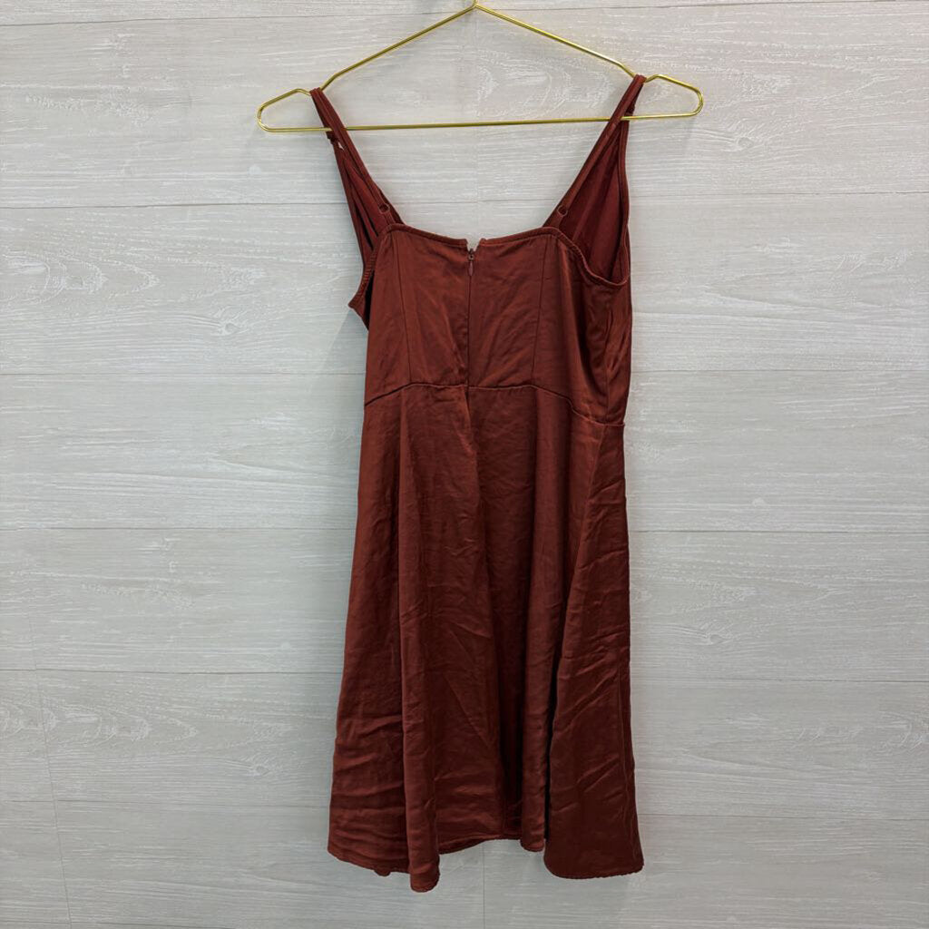 Express Burnt Orange Silky Faux Wrap Dress Medium
