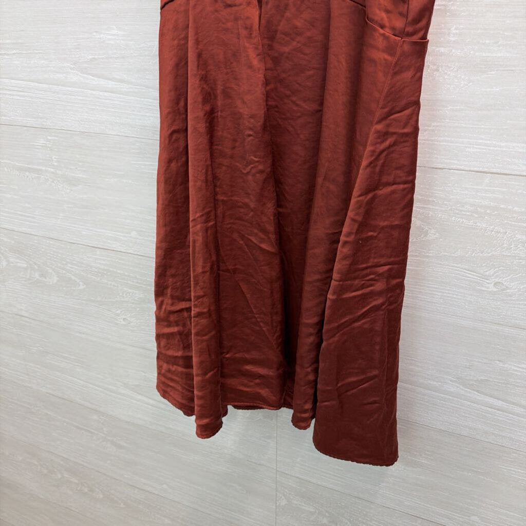 Express Burnt Orange Silky Faux Wrap Dress Medium