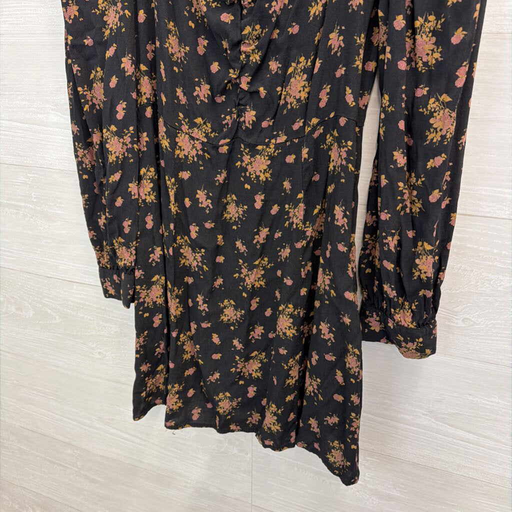 Zara Black/ Brown Print Long Sleeve Dress Medium