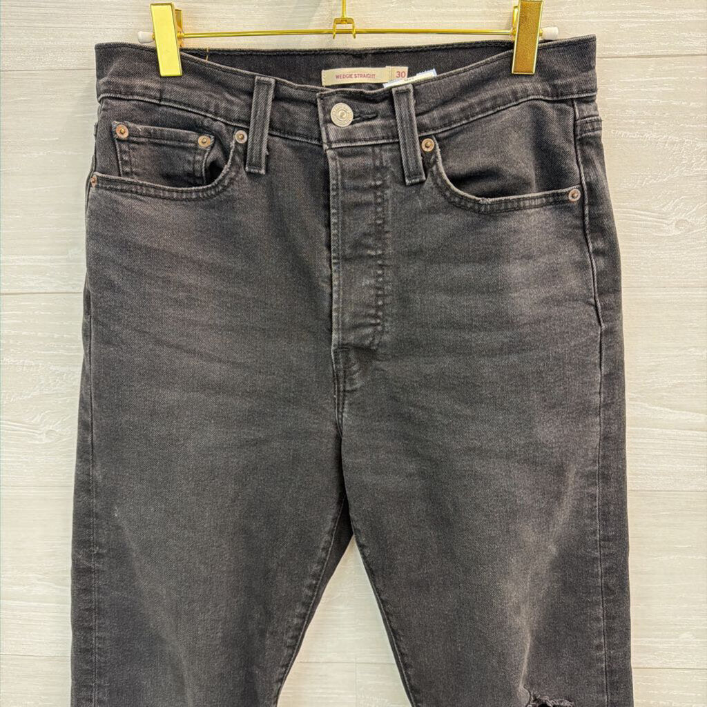 Levi Black Denim Wedgie Straight Jeans 30