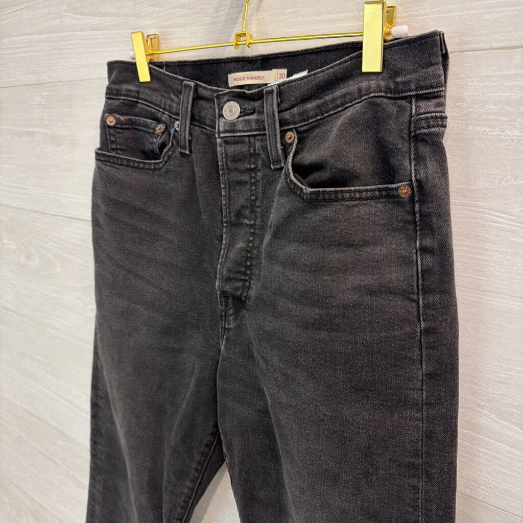 Levi Black Denim Wedgie Straight Jeans 30