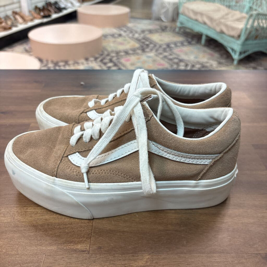 Vans Brown/ White Old Skool Stackform Soft Suede Sneakers 7