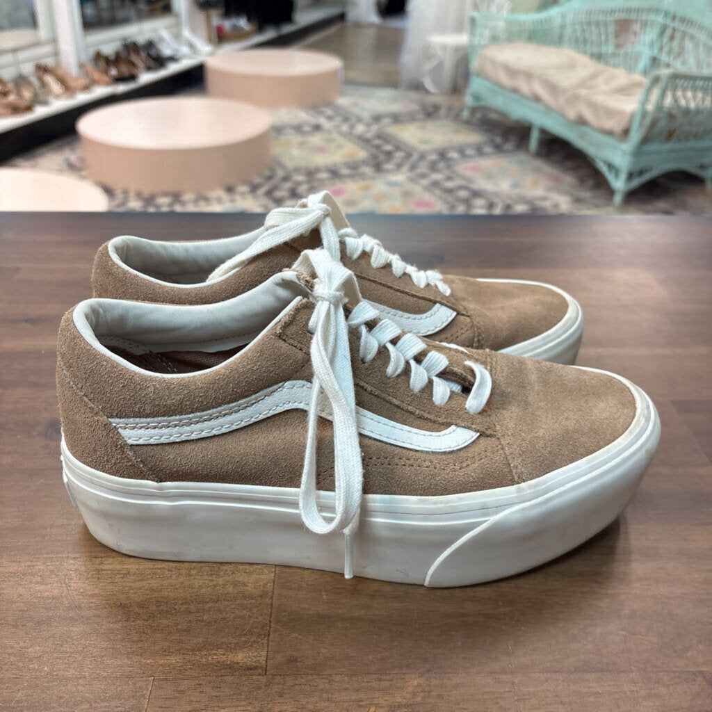 Vans Brown/ White Old Skool Stackform Soft Suede Sneakers 7