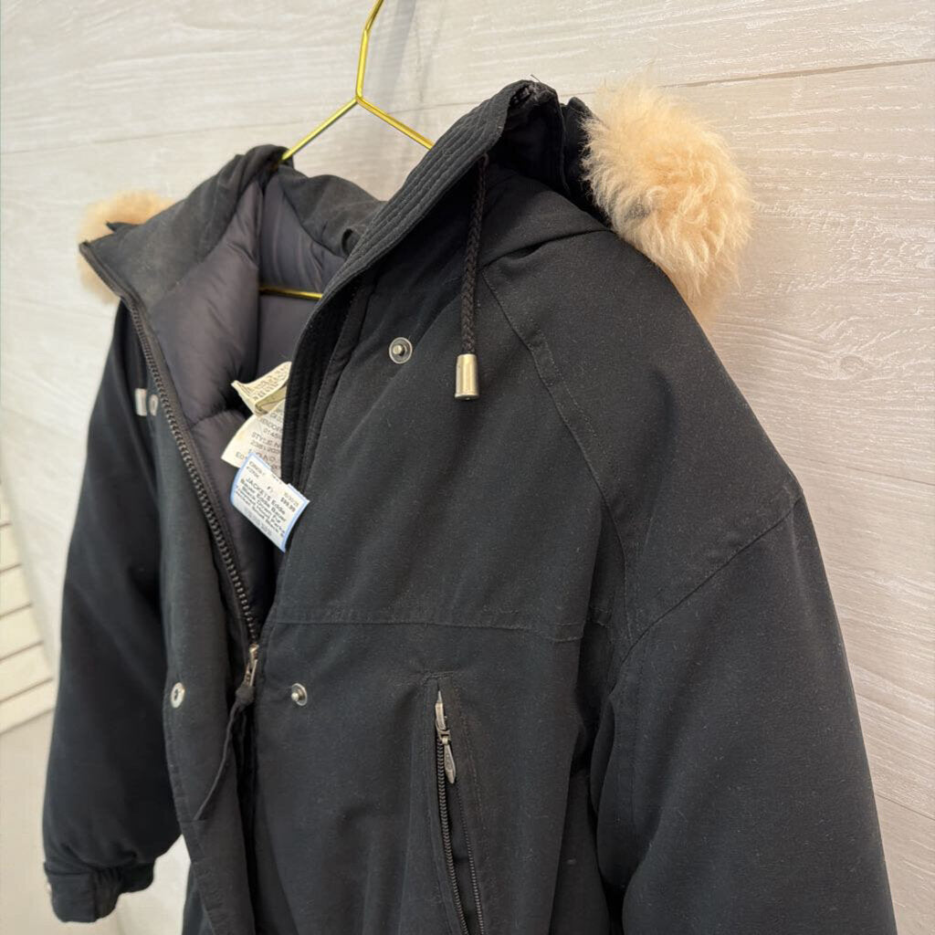 Eddie Bauer Black Down Fur Trimmed Hood Parka Jacket Small