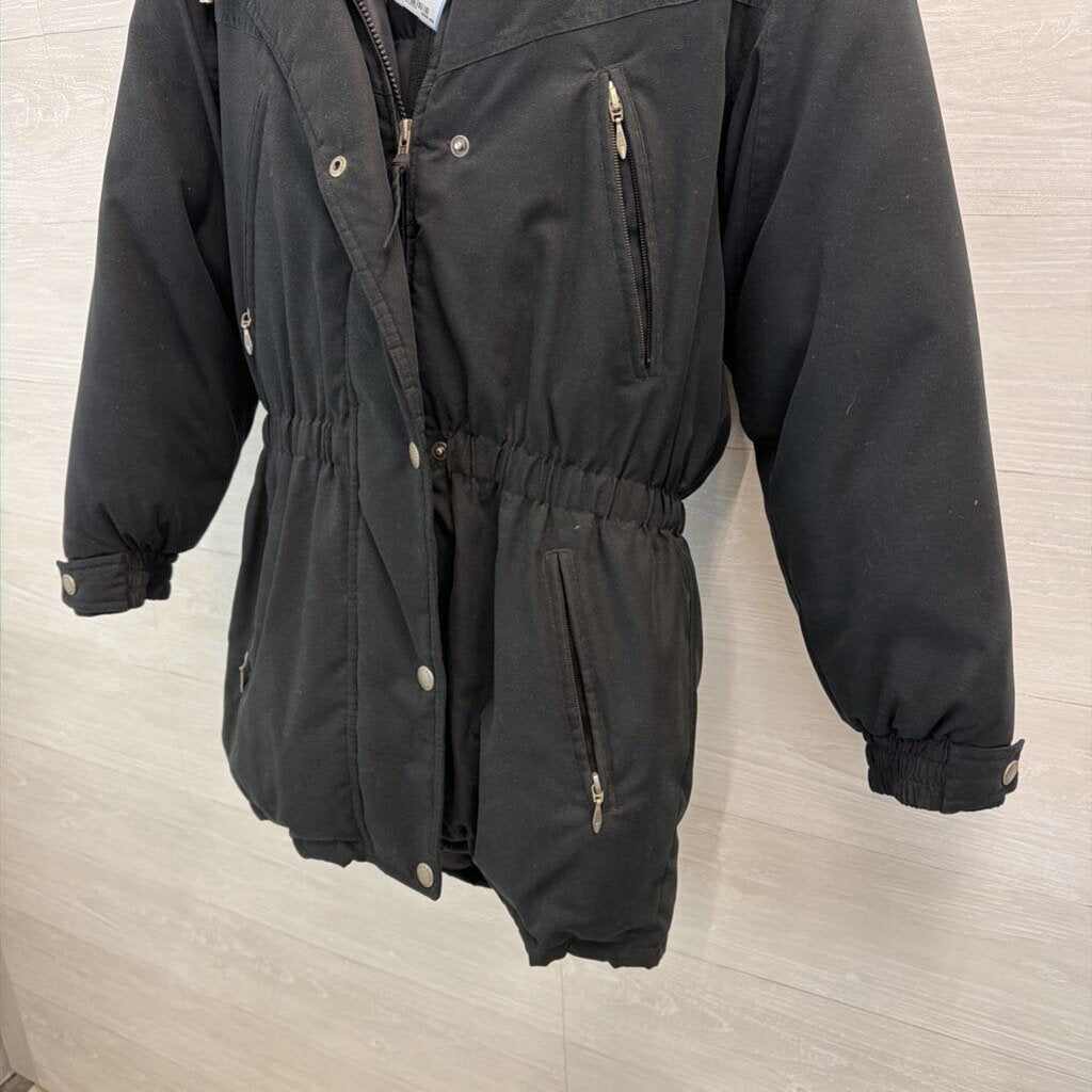 Eddie Bauer Black Down Fur Trimmed Hood Parka Jacket Small