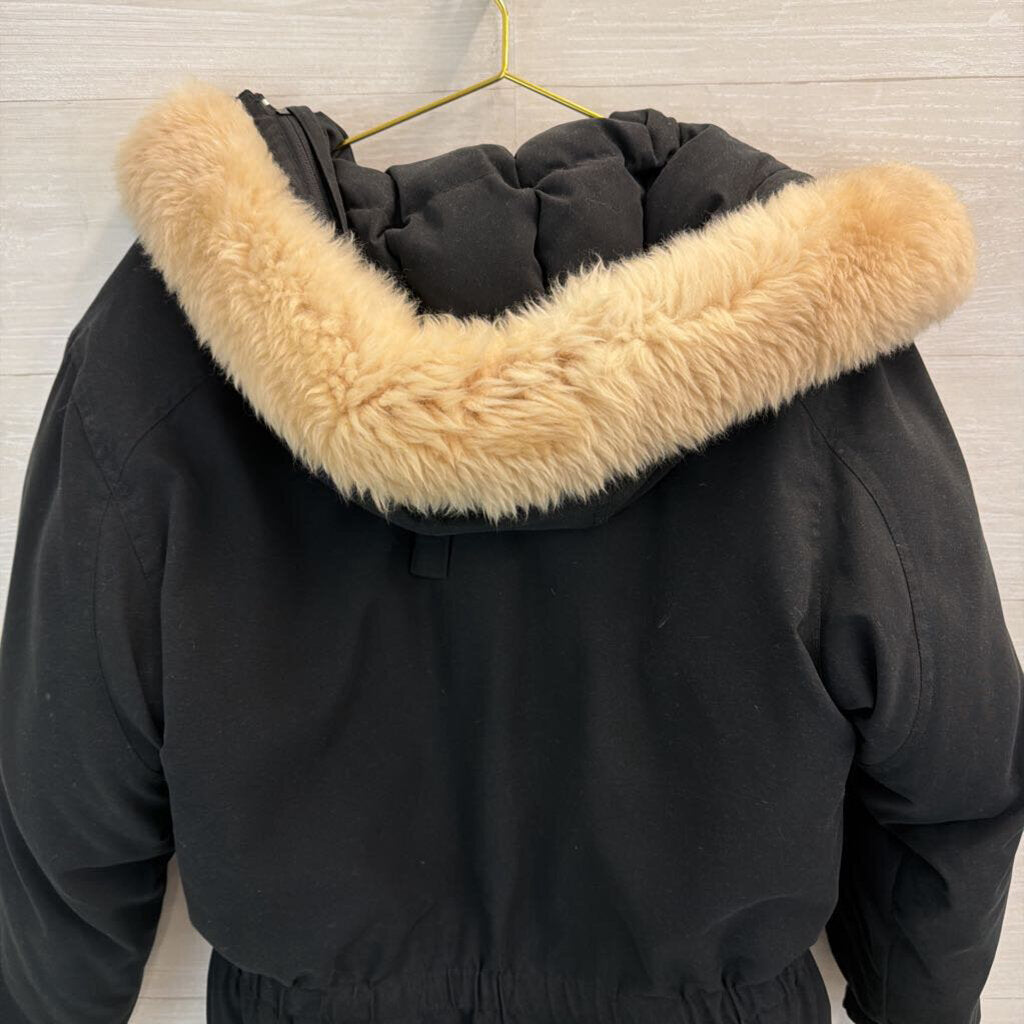 Eddie Bauer Black Down Fur Trimmed Hood Parka Jacket Small