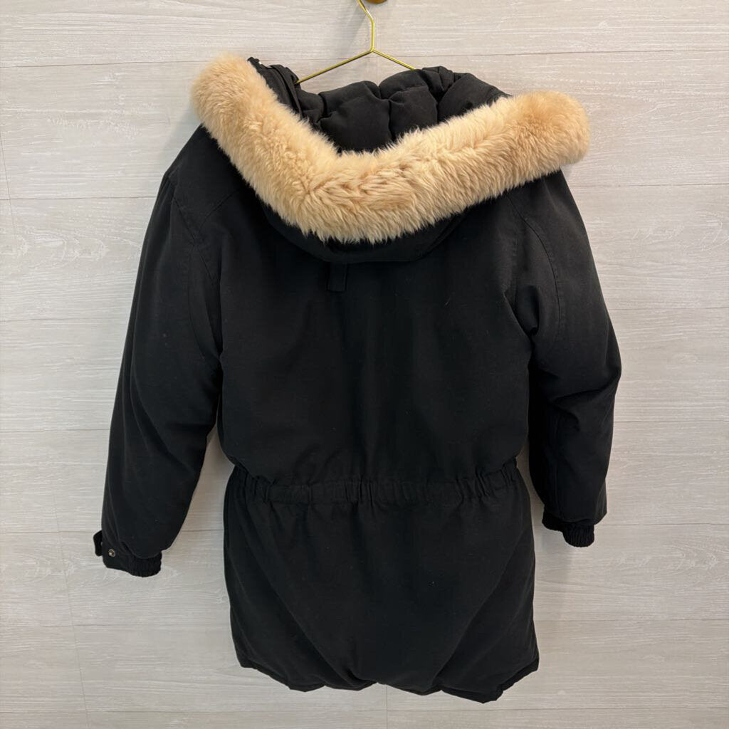 Eddie Bauer Black Down Fur Trimmed Hood Parka Jacket Small
