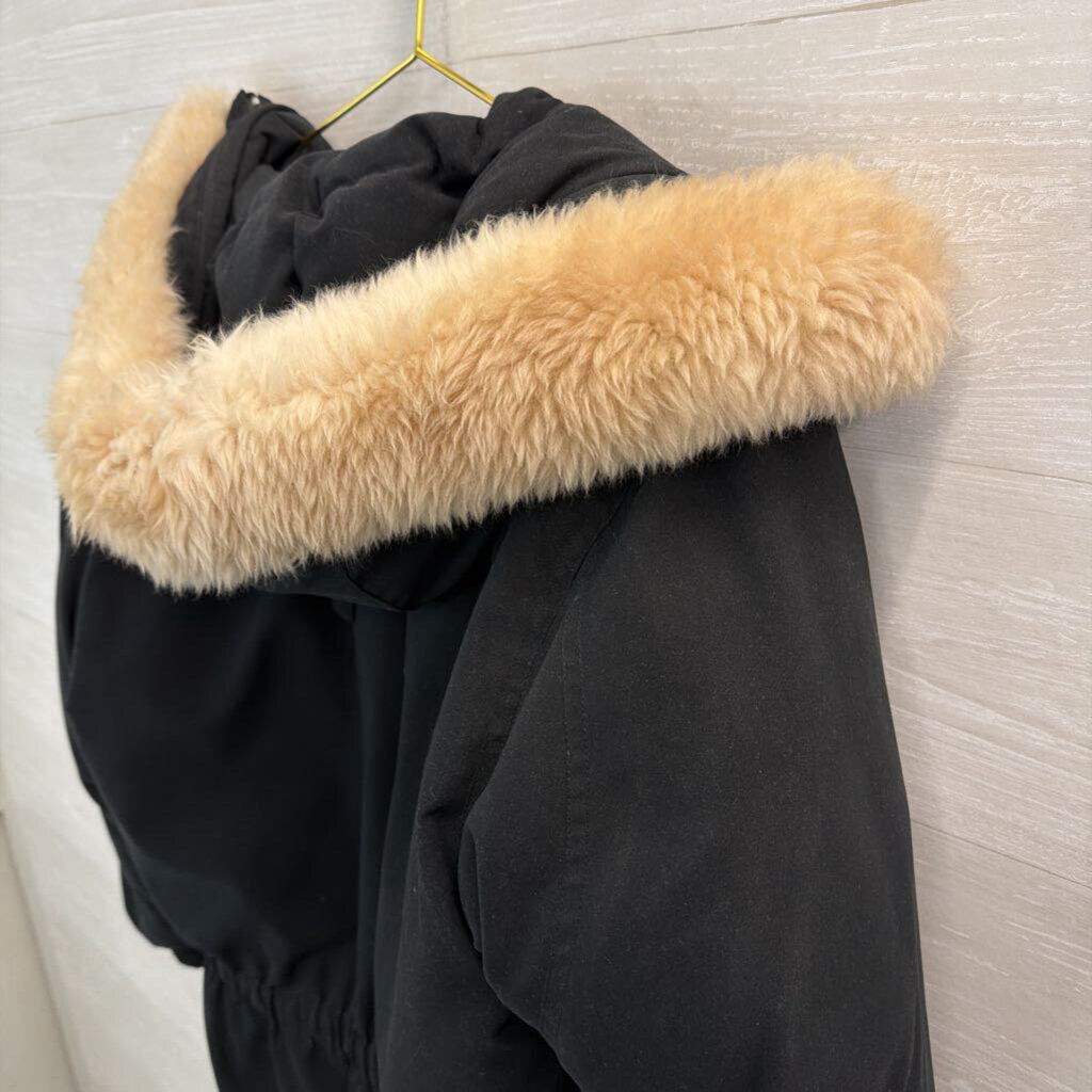 Eddie Bauer Black Down Fur Trimmed Hood Parka Jacket Small