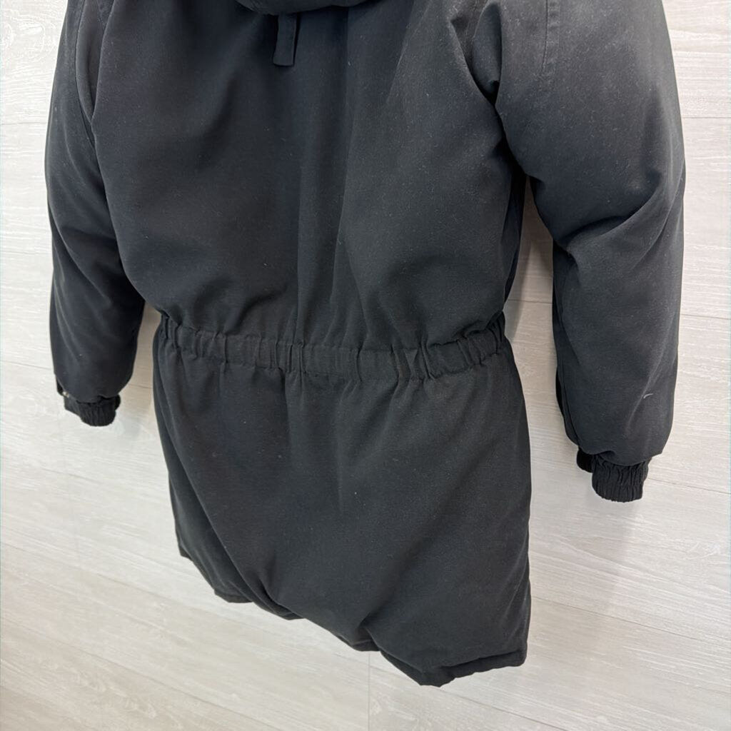 Eddie Bauer Black Down Fur Trimmed Hood Parka Jacket Small