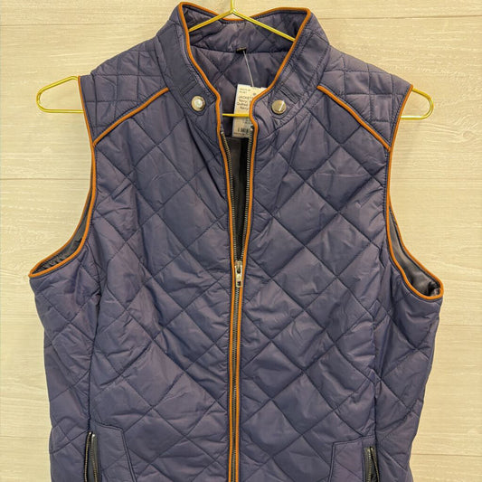 Navy/ Brown Trim Quilted Vest Medium