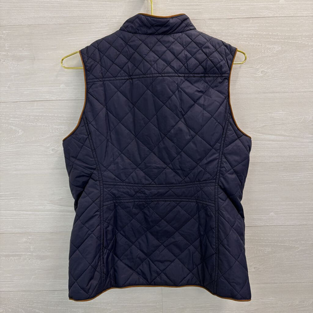 Navy/ Brown Trim Quilted Vest Medium