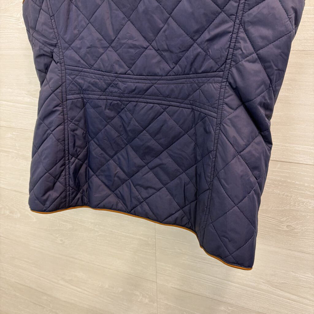 Navy/ Brown Trim Quilted Vest Medium