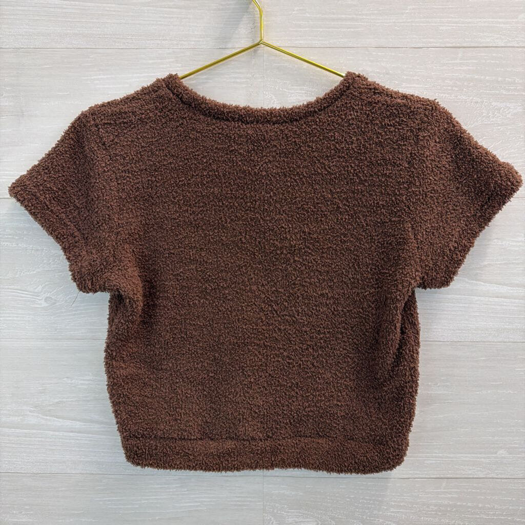 Kimberly Brown Soft Teddy Short Sleeve Crop Top Large