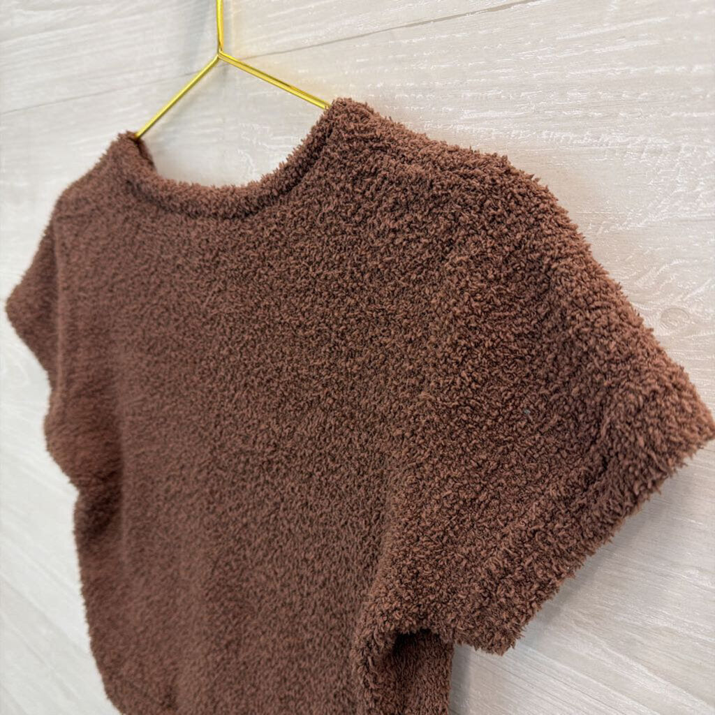 Kimberly Brown Soft Teddy Short Sleeve Crop Top Large