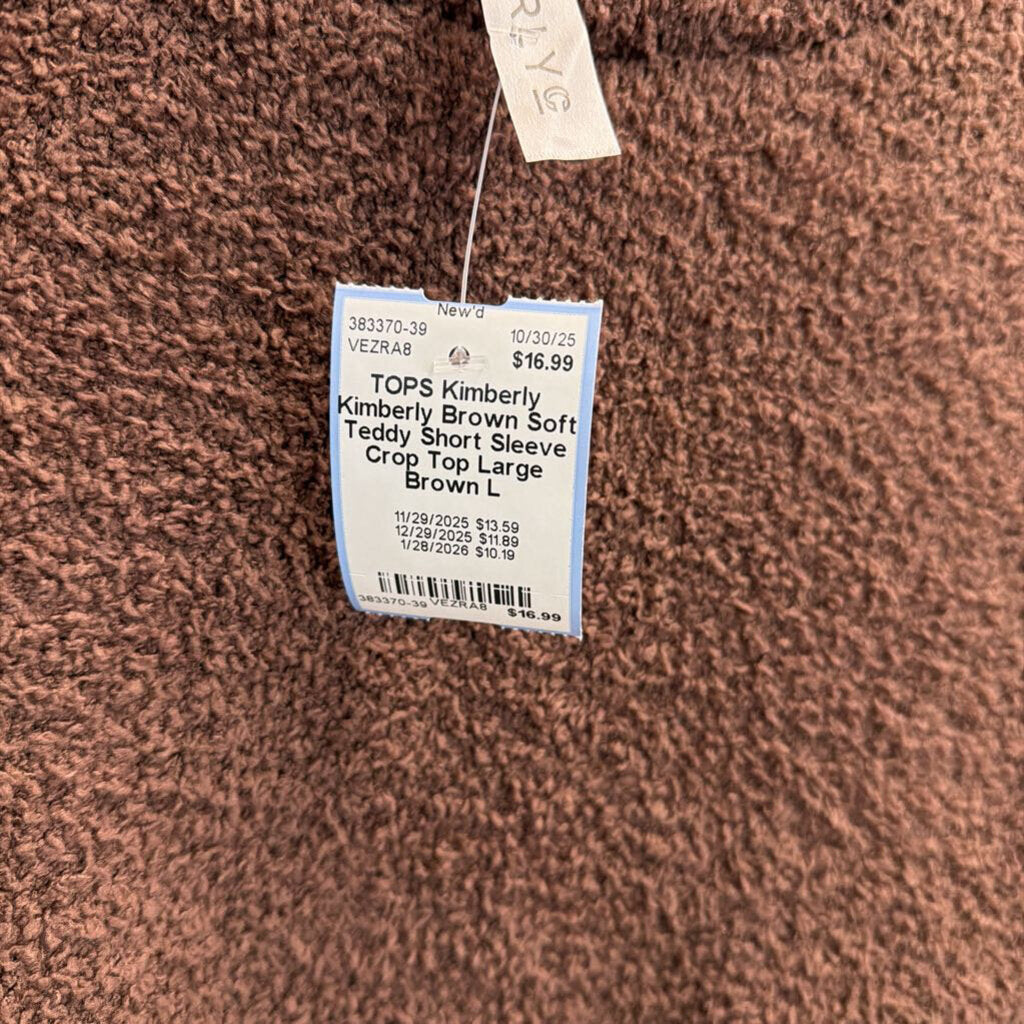 Kimberly Brown Soft Teddy Short Sleeve Crop Top Large