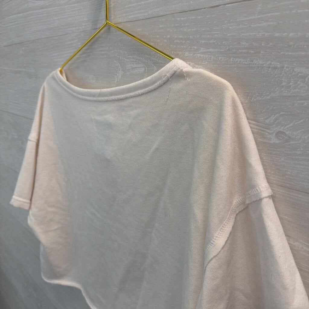Illa Illa White Cropped Short Sleeve Henley Top Medium