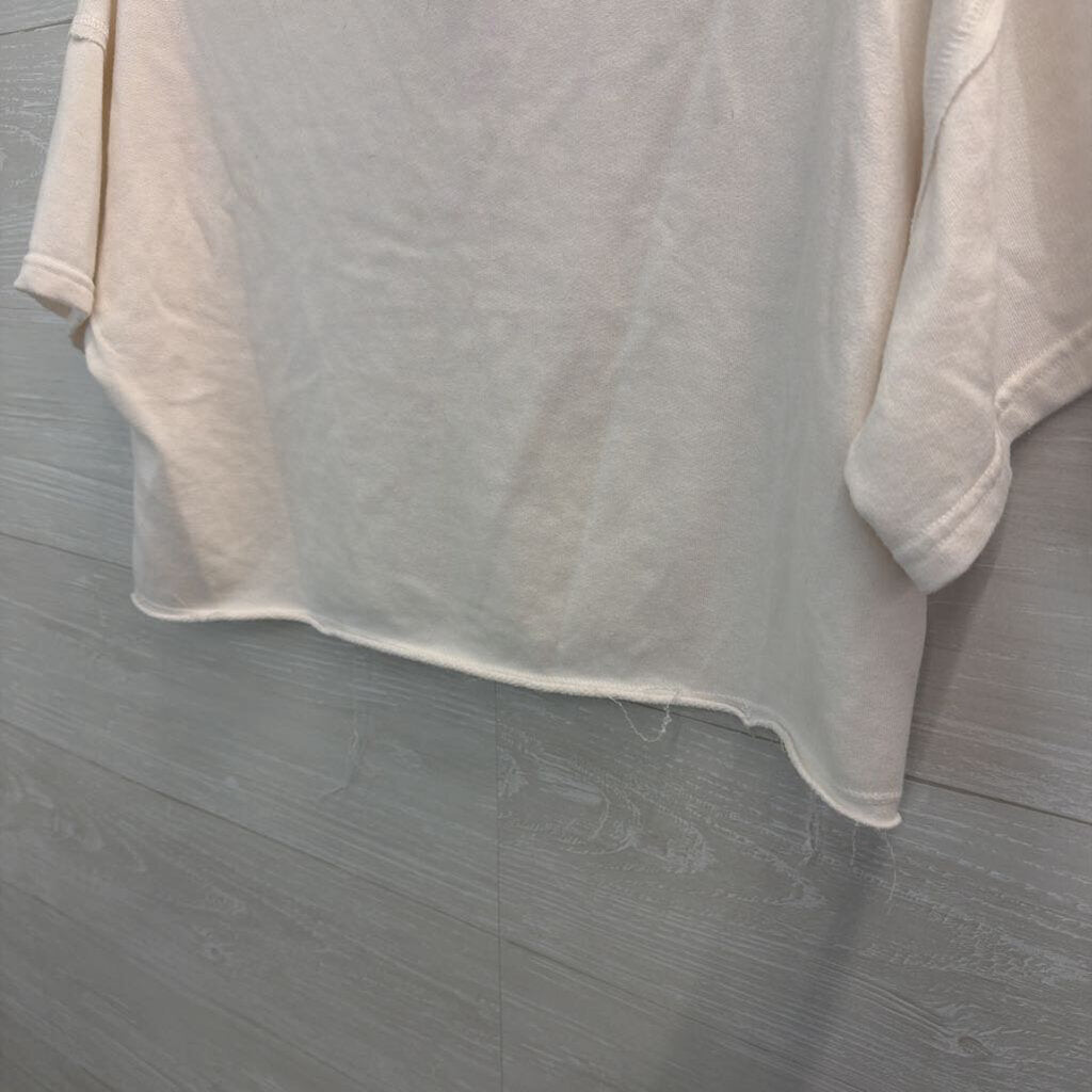 Illa Illa White Cropped Short Sleeve Henley Top Medium