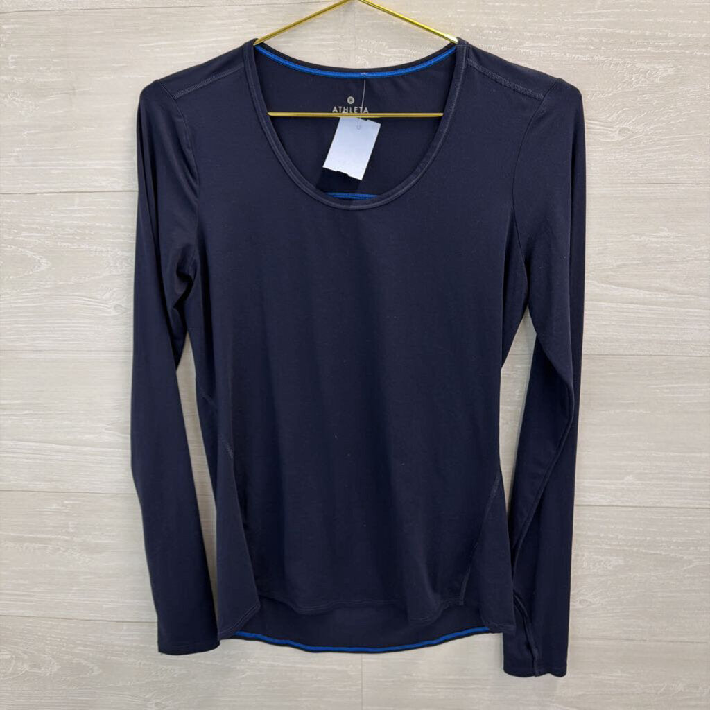 Athleta Blue Long Sleeve Athletic Top Small