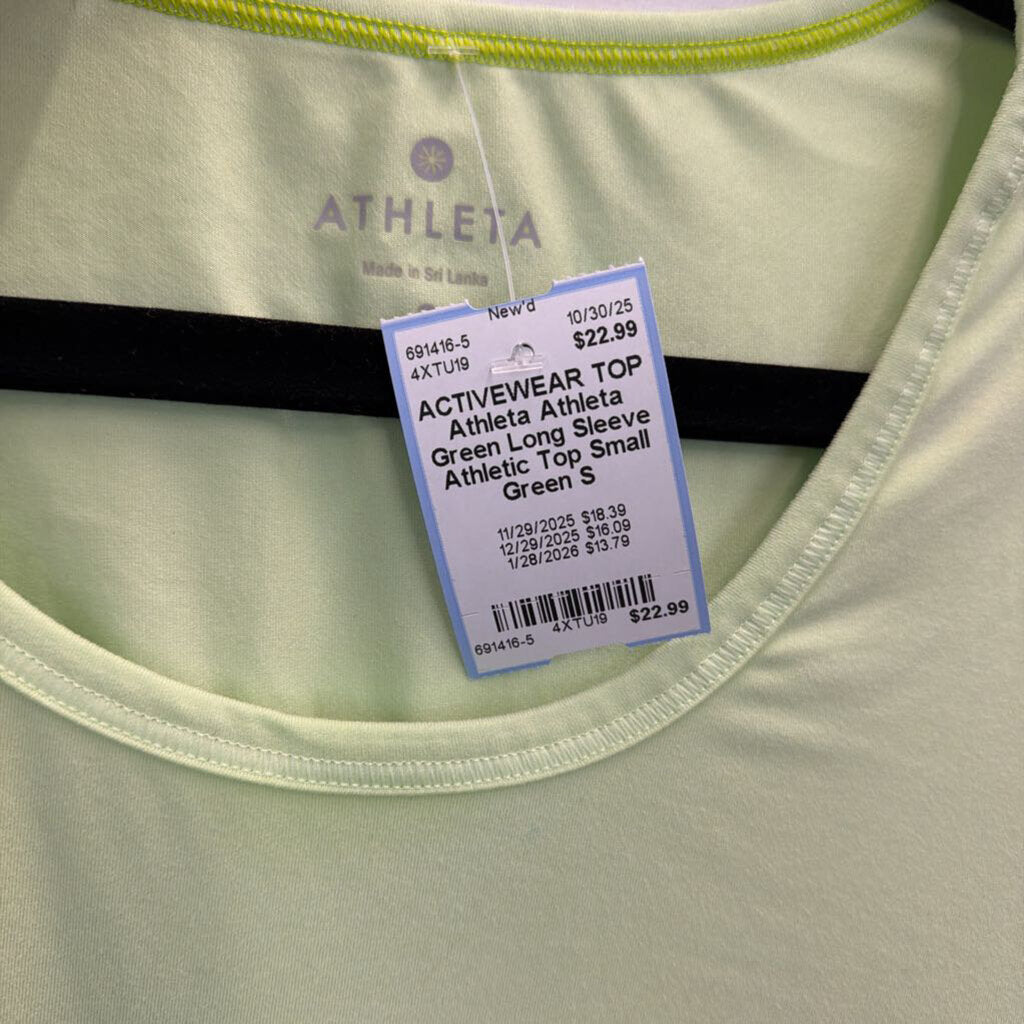 Athleta Green Long Sleeve Athletic Top Small