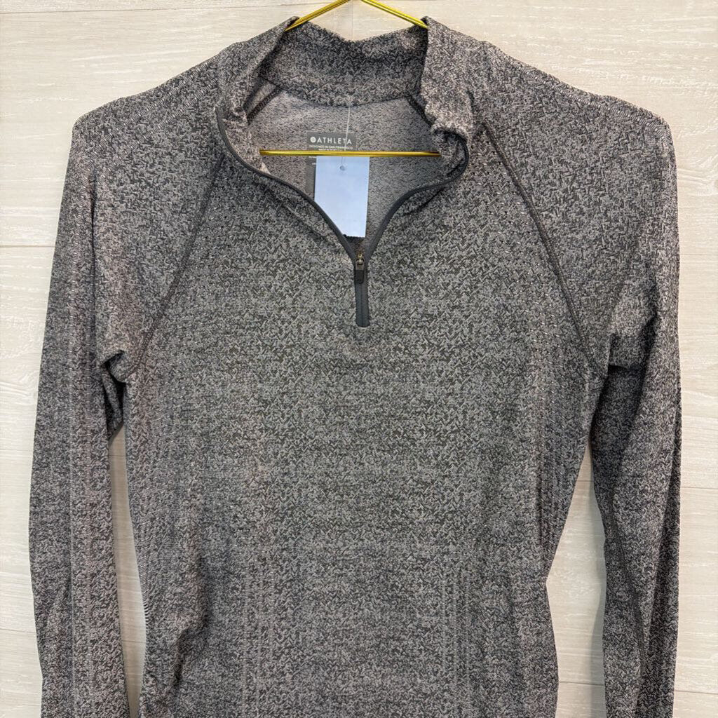 Athleta Grey Quarter Zip Long Sleeve Pullover Small