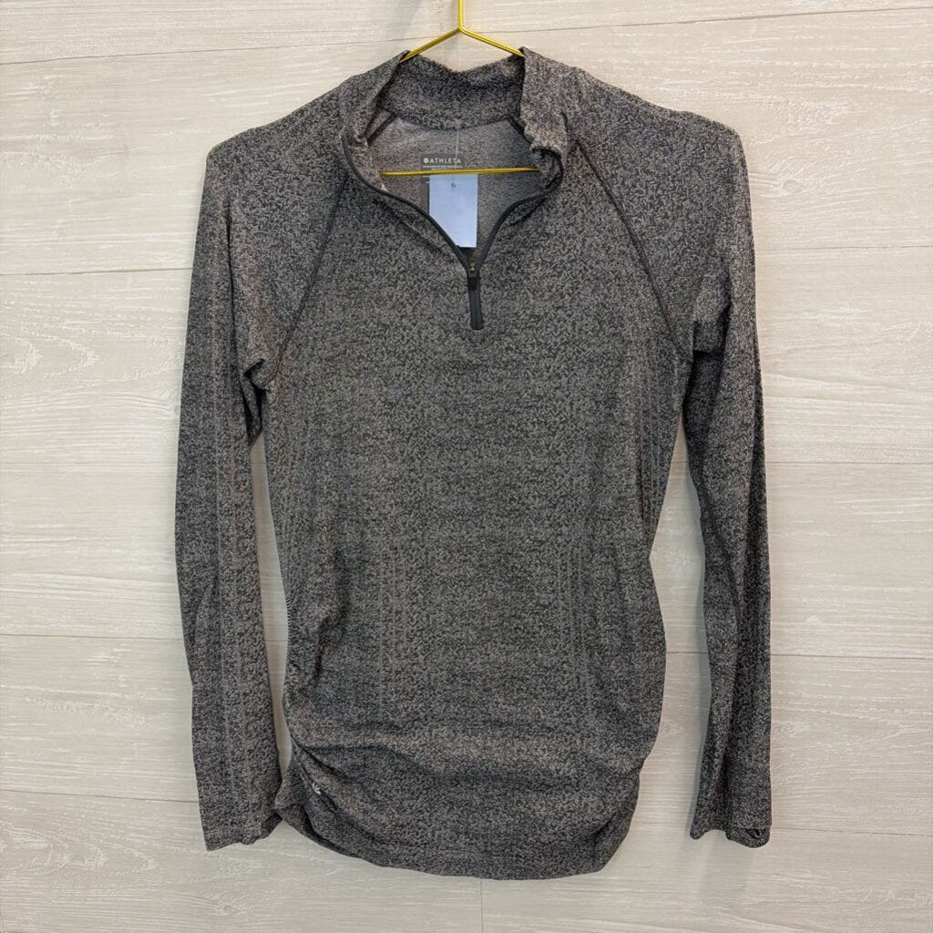 Athleta Grey Quarter Zip Long Sleeve Pullover Small