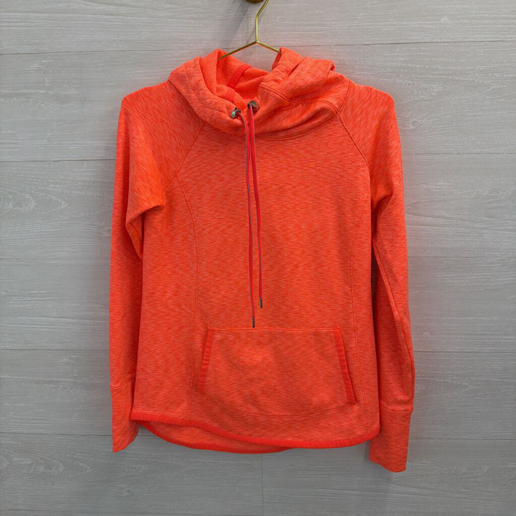 Athleta Bright Coral Long Sleeve Hooded Pullover Extra Small