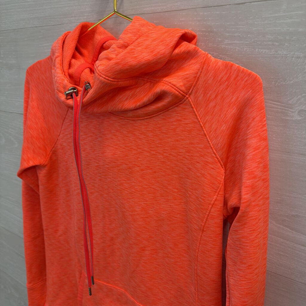 Athleta Bright Coral Long Sleeve Hooded Pullover Extra Small