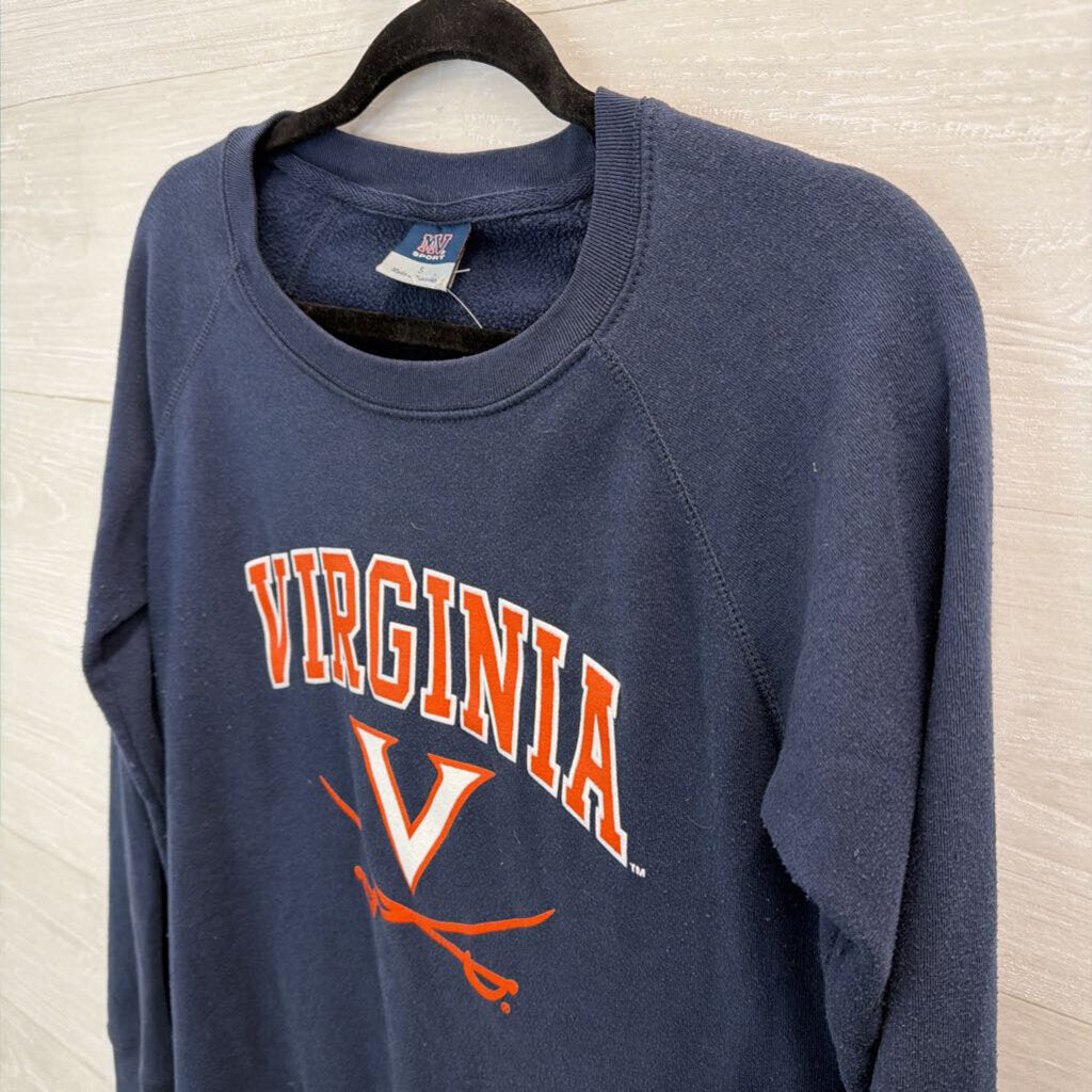 MV Sport Navy Virginia Cavaliers Crewneck Pullover Small