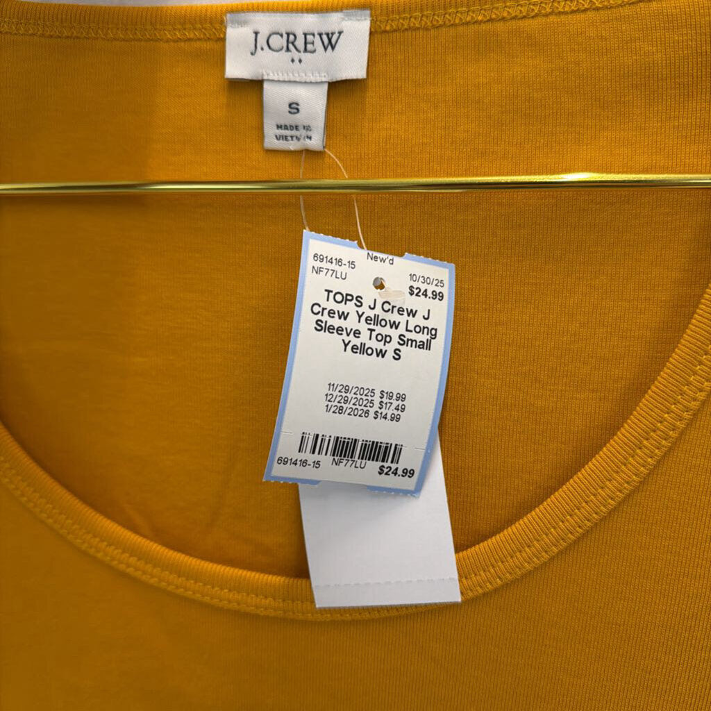 J Crew Yellow Long Sleeve Top Small