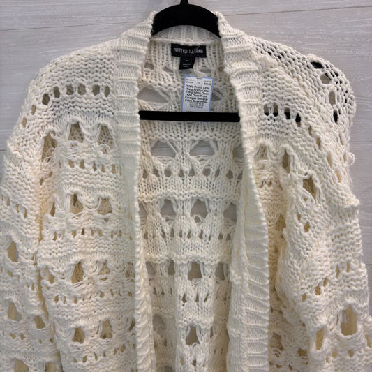 Pretty Little Thing White Open Knit Open Front Cardigan Sweater Extra Small