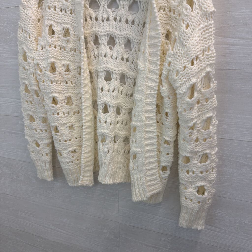 Pretty Little Thing White Open Knit Open Front Cardigan Sweater Extra Small