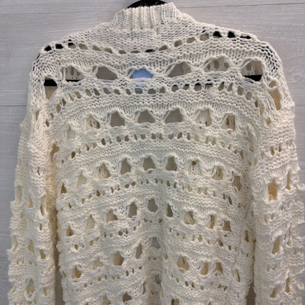 Pretty Little Thing White Open Knit Open Front Cardigan Sweater Extra Small