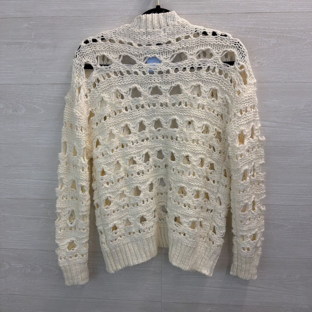 Pretty Little Thing White Open Knit Open Front Cardigan Sweater Extra Small