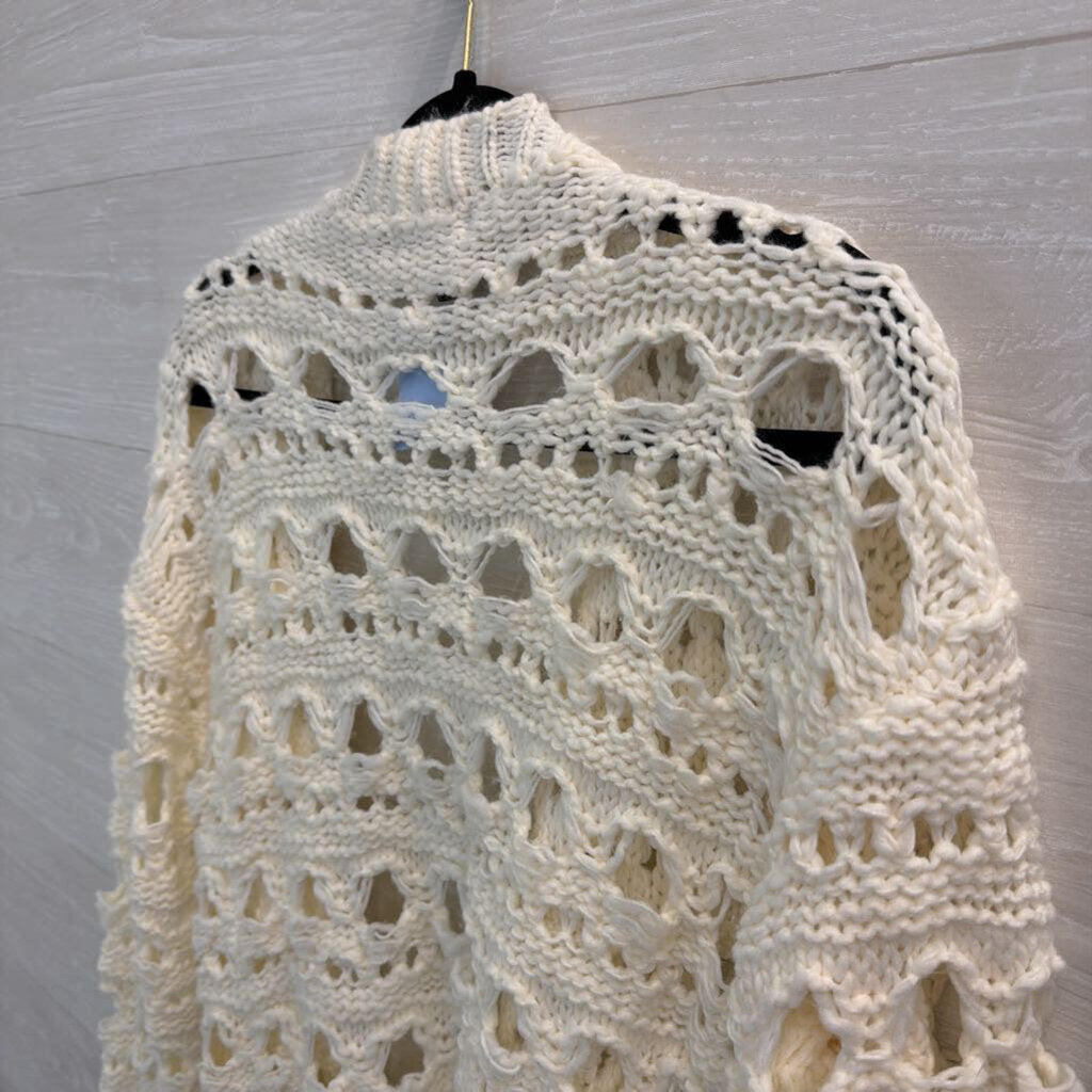 Pretty Little Thing White Open Knit Open Front Cardigan Sweater Extra Small