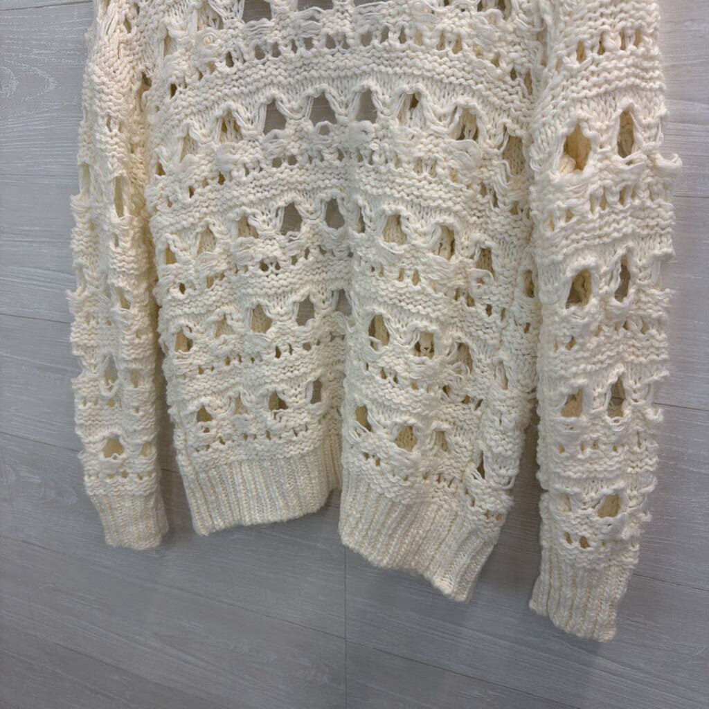 Pretty Little Thing White Open Knit Open Front Cardigan Sweater Extra Small