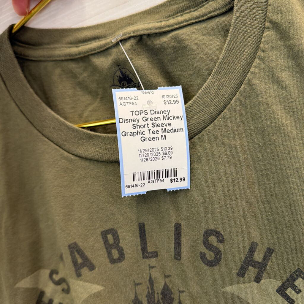 Disney Green Mickey Short Sleeve Graphic Tee Medium