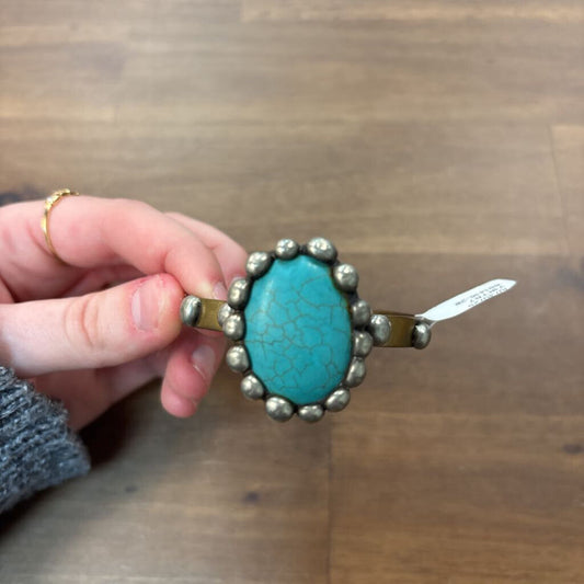 Silver/ Turquoise Stone Statement Bracelet