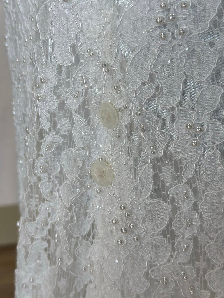 Galina Ivory Pearl Detail Lace Strapless Bridal Gown 4