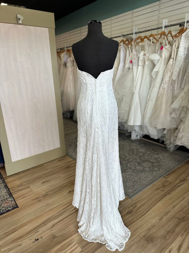 Galina Ivory Pearl Detail Lace Strapless Bridal Gown 4