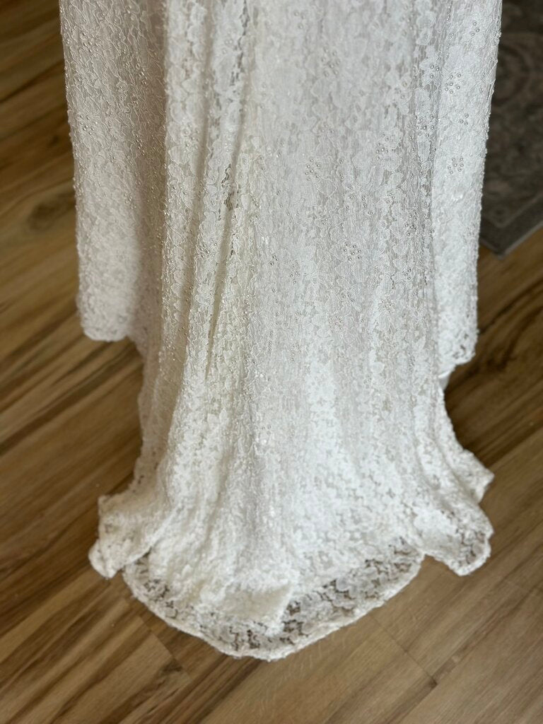 Galina Ivory Pearl Detail Lace Strapless Bridal Gown 4