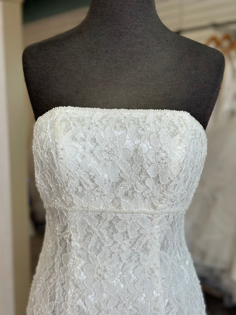 Galina Ivory Pearl Detail Lace Strapless Bridal Gown 4